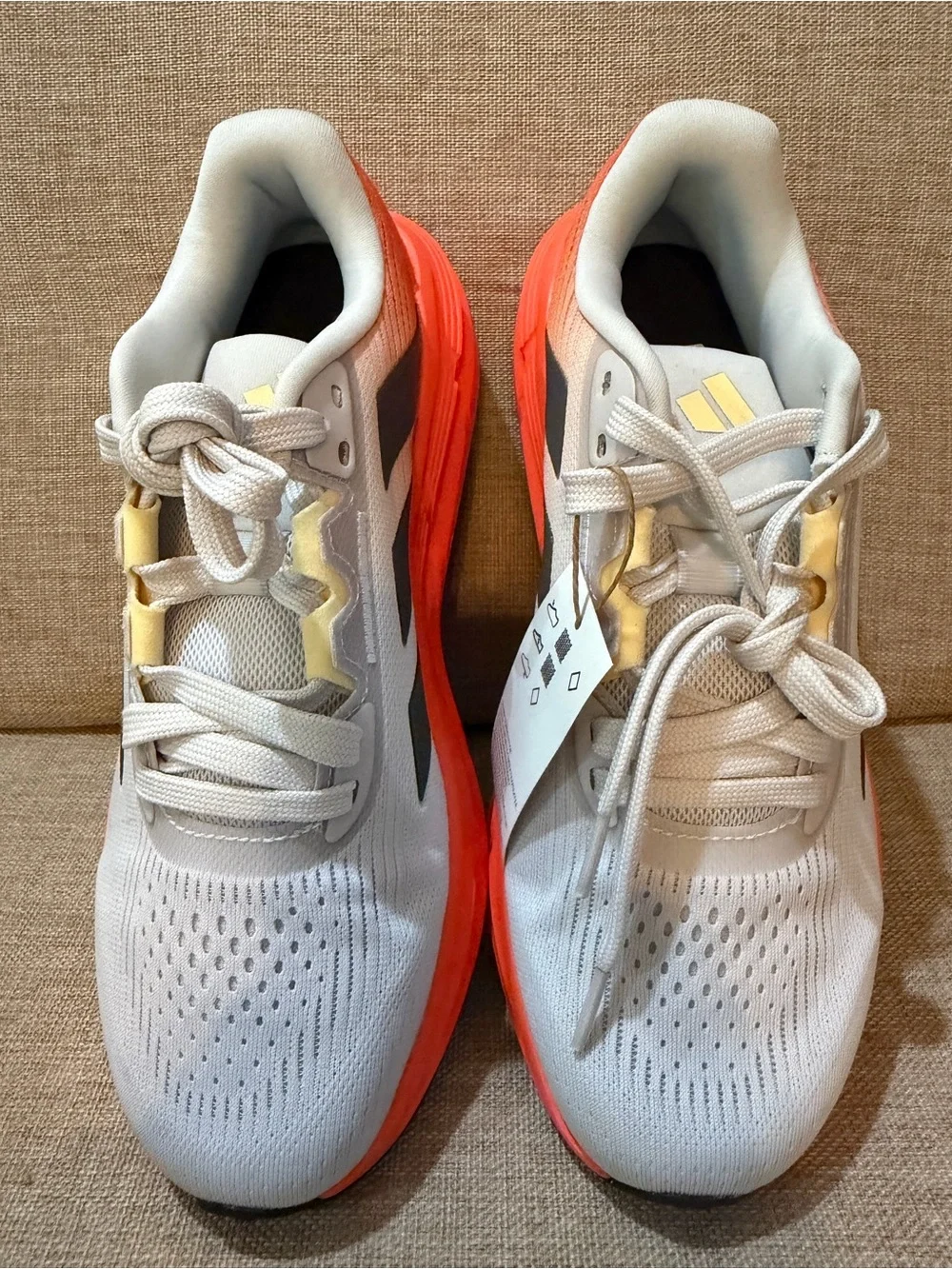 Men's Adidas Performance Running Shoes - White with Orange Accents
